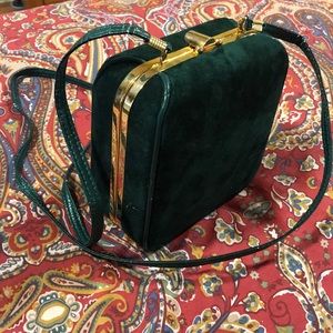 Emerald green suede bag, very clean